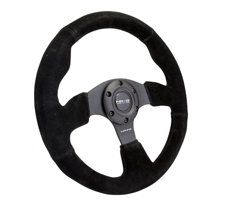 NRG Reinforced Steering Wheel (320mm) Suede w/Black Stitch - Image 2