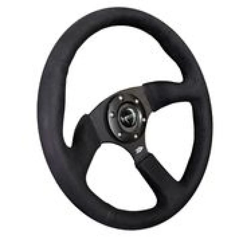 NRG Reinforced Steering Wheel (350mm / 2.5in. Deep)Blk Alcantara Comfort Grip w/4mm Matte Blk Spokes - Image 2