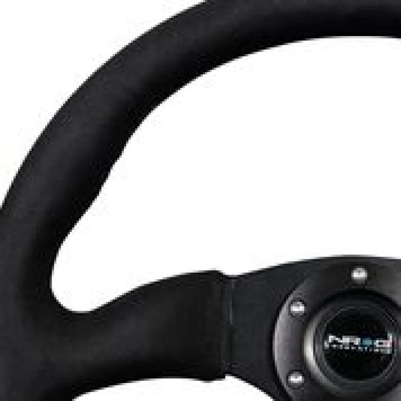 NRG Reinforced Steering Wheel (350mm / 2.5in. Deep)Blk Alcantara Comfort Grip w/4mm Matte Blk Spokes - Image 3