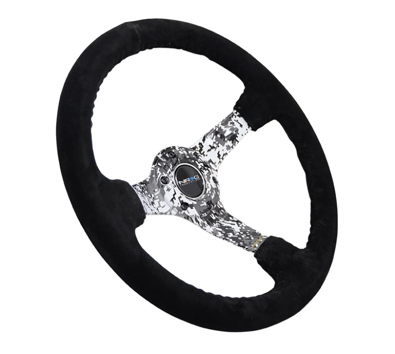NRG Reinforced Steering Wheel (350mm / 3in. Deep) Blk Suede w/Hydrodipped Digi-Camo Spokes - Image 3