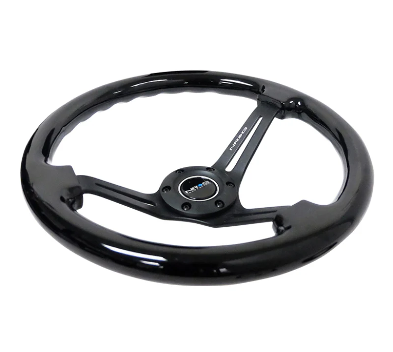 NRG Reinforced Steering Wheel (350mm / 3in. Deep) Blk Wood w/Blk Matte Spoke/Black Center Mark - Image 3