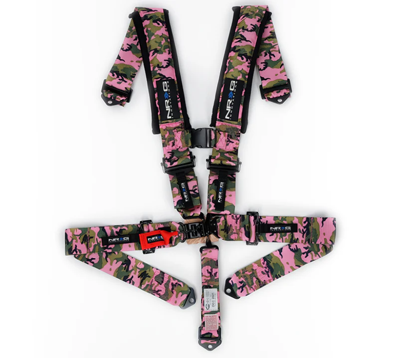 NRG SFI 16.1 5pt 3in. Seat Belt Harness/ Latch Link - Pink Camo - Image 2