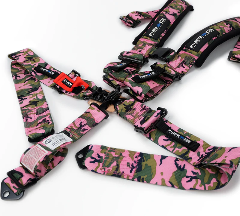 NRG SFI 16.1 5pt 3in. Seat Belt Harness/ Latch Link - Pink Camo - Image 3