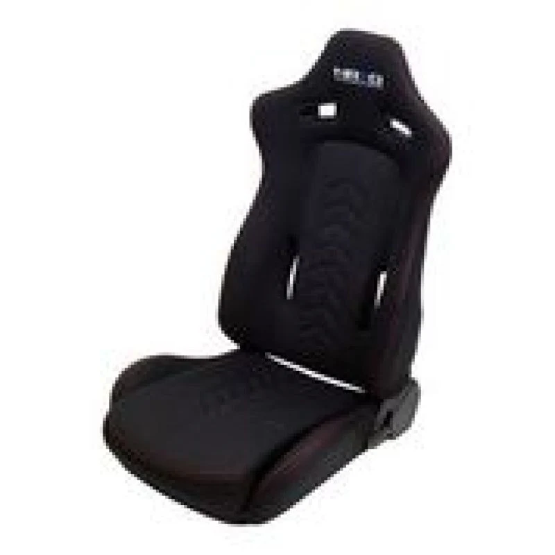 NRG Sport Seats (Pair) Cloth w/NRG Logo & NRG Arrow Cushion Imprint - Black w/Red Stitch - Image 4