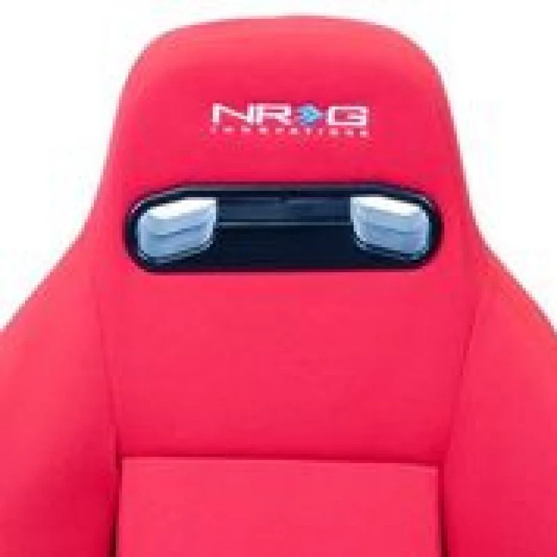 NRG Sport Seats (Pair) Type-R Cloth w/NRG Logo - Red w/Red Stitch - Image 4
