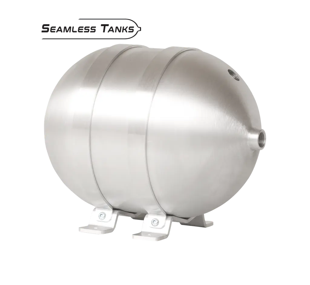 Seamless Aluminum Tank 12” X 8.625” With 4 3/8" Ports with hardware and 1 1/4" Port