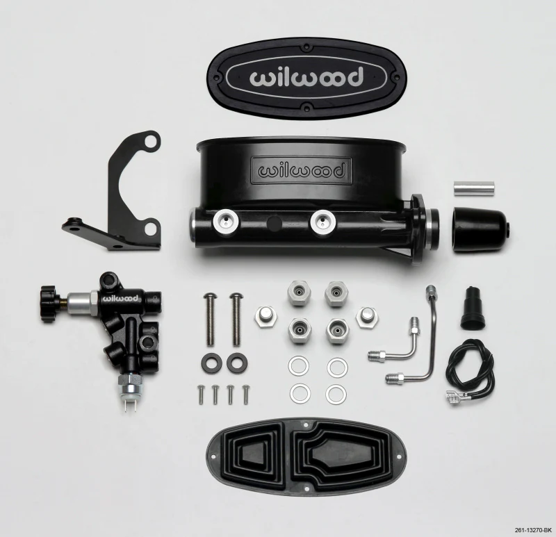Wilwood HV Tandem M/C Kit w L/H Bracket & Prop Valve - 1 1/8in Bore Black - Image 2